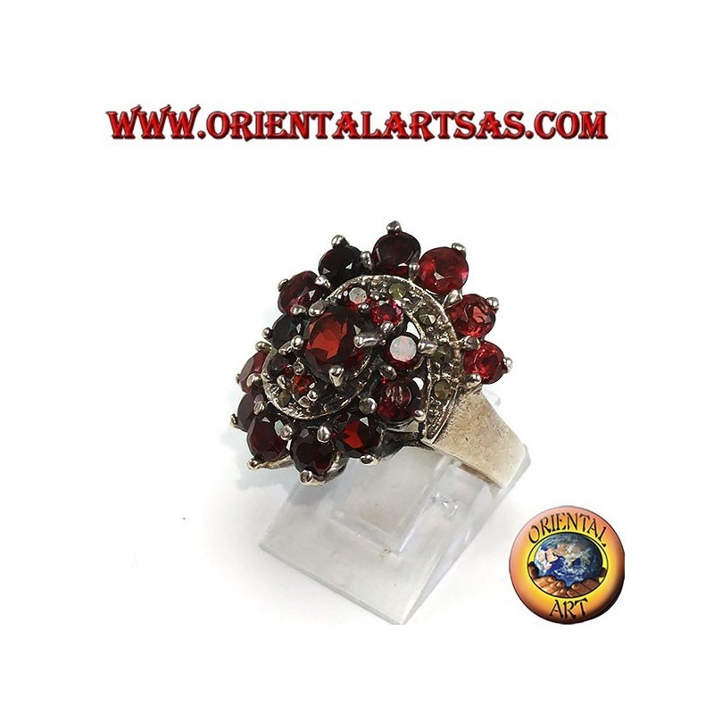 Silver vortex ring with 19 natural round-shaped rocket grenades