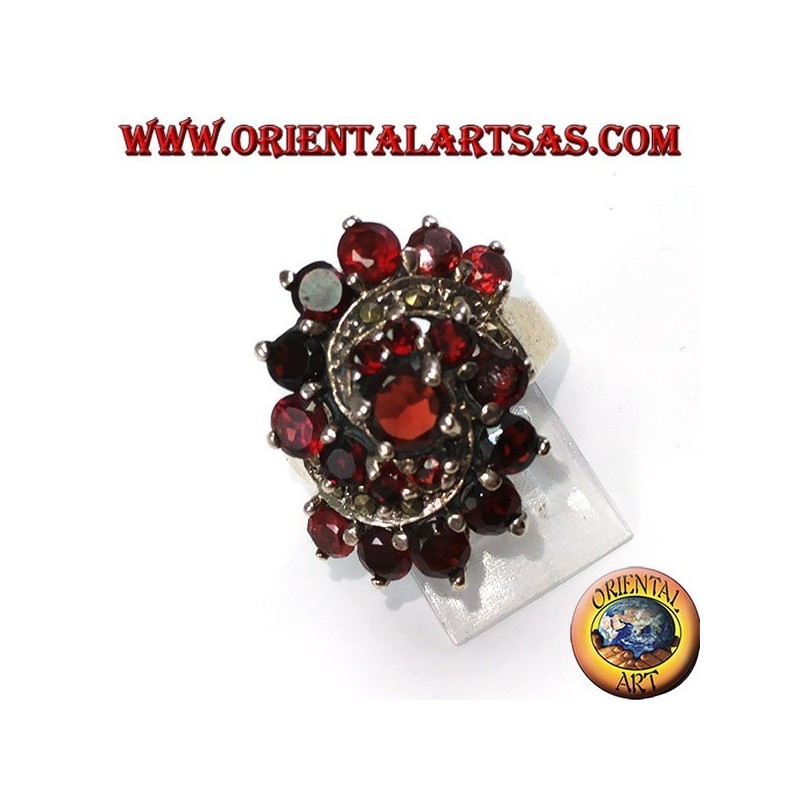 Silver vortex ring with 19 natural round-shaped rocket grenades