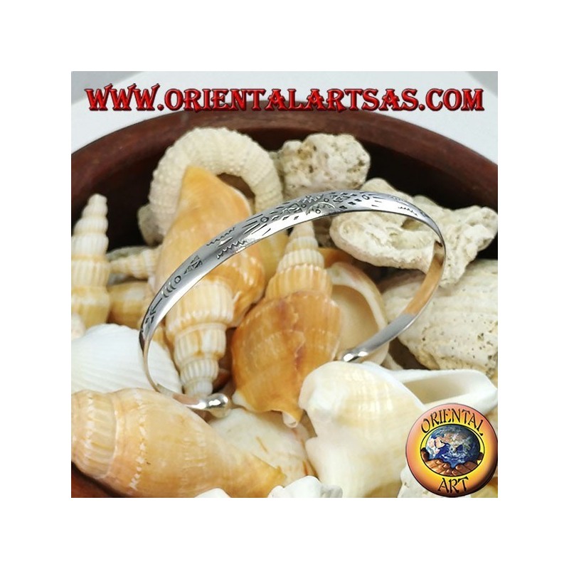 Steifes Silberarmband, graviert mit handgefertigtem Maori