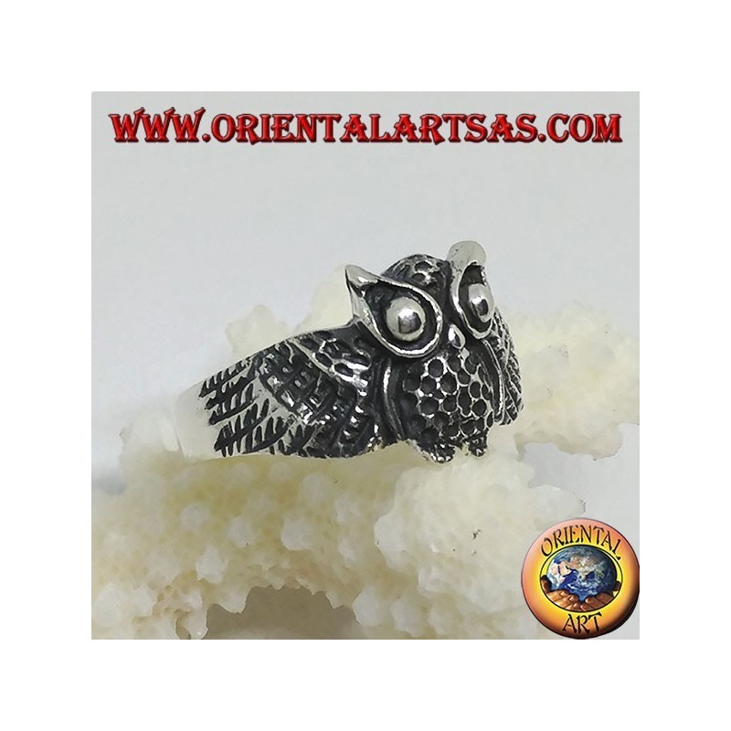 Bague en argent en forme de hibou