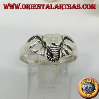 Silver ring with an elephant head