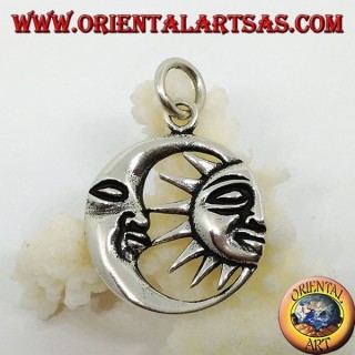 Silver pendant half sun in the half moon