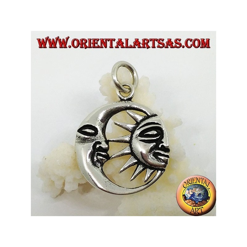 Silver pendant half sun in the half moon