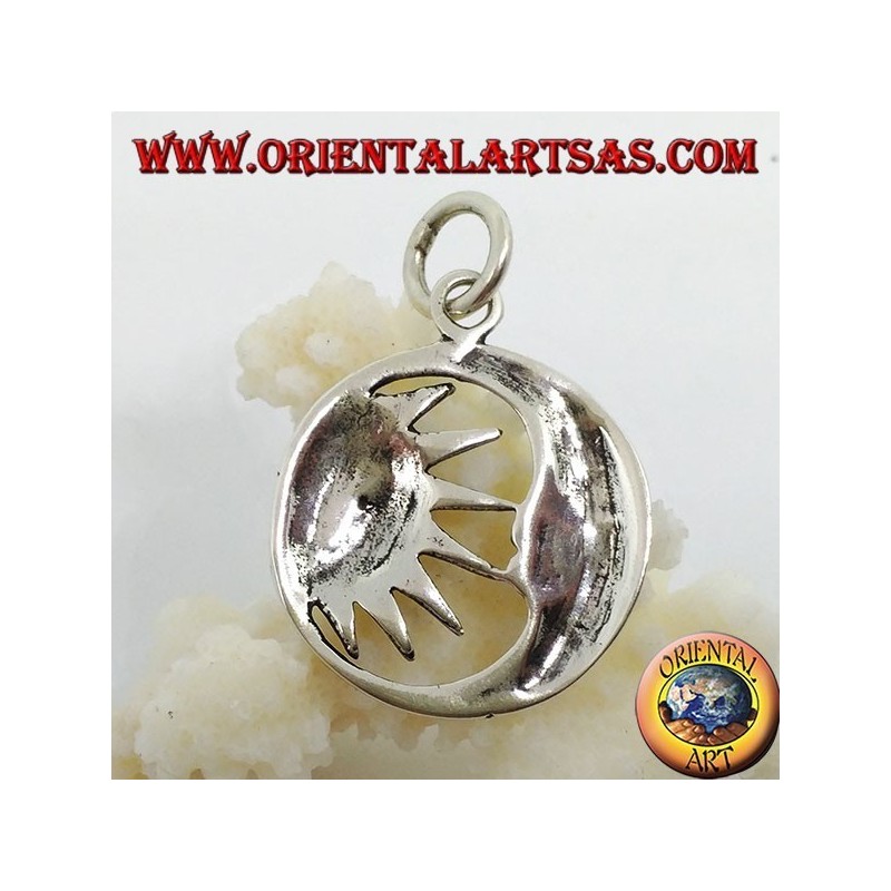 Pendentif en argent demi-soleil dans la demi-lune