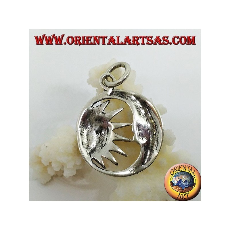 Silver pendant half sun in the half moon