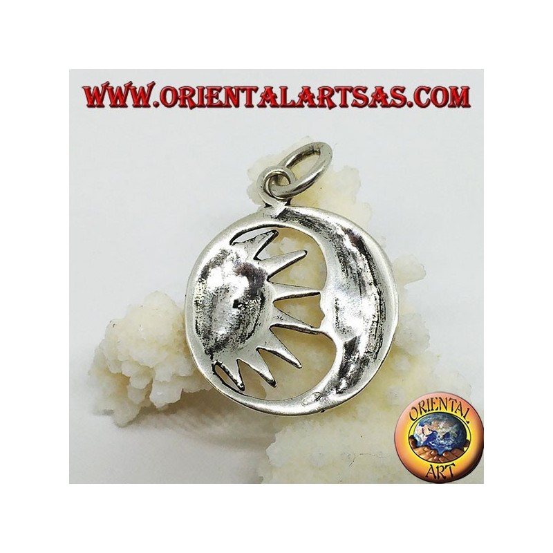 Pendentif en argent demi-soleil dans la demi-lune