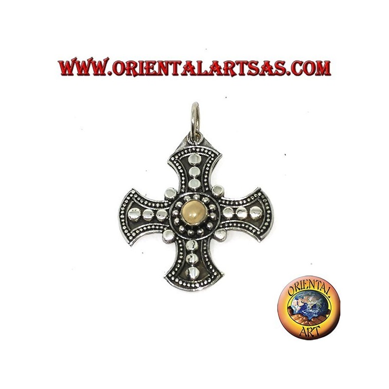 Silberanhänger, keltisches Kreuz mit Mondstein Adularia