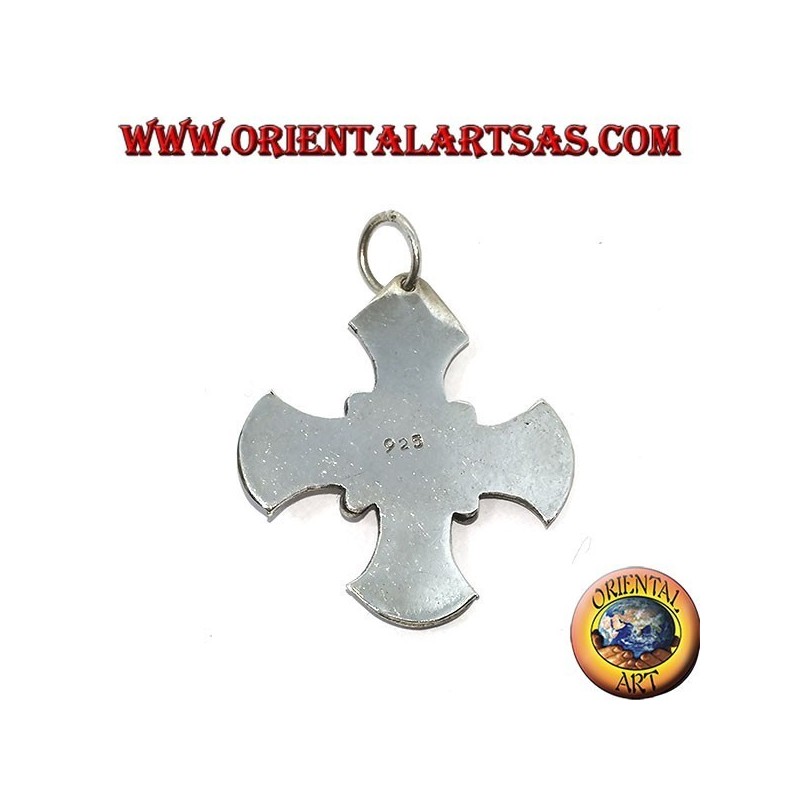 Colgante de plata, cruz celta con piedra de luna adularia.
