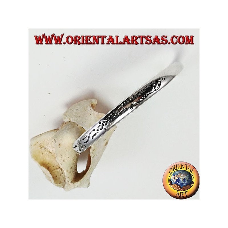 Silver bangle bracelet, with handmade tribal engravings