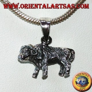 Silver pendant of a buffalo