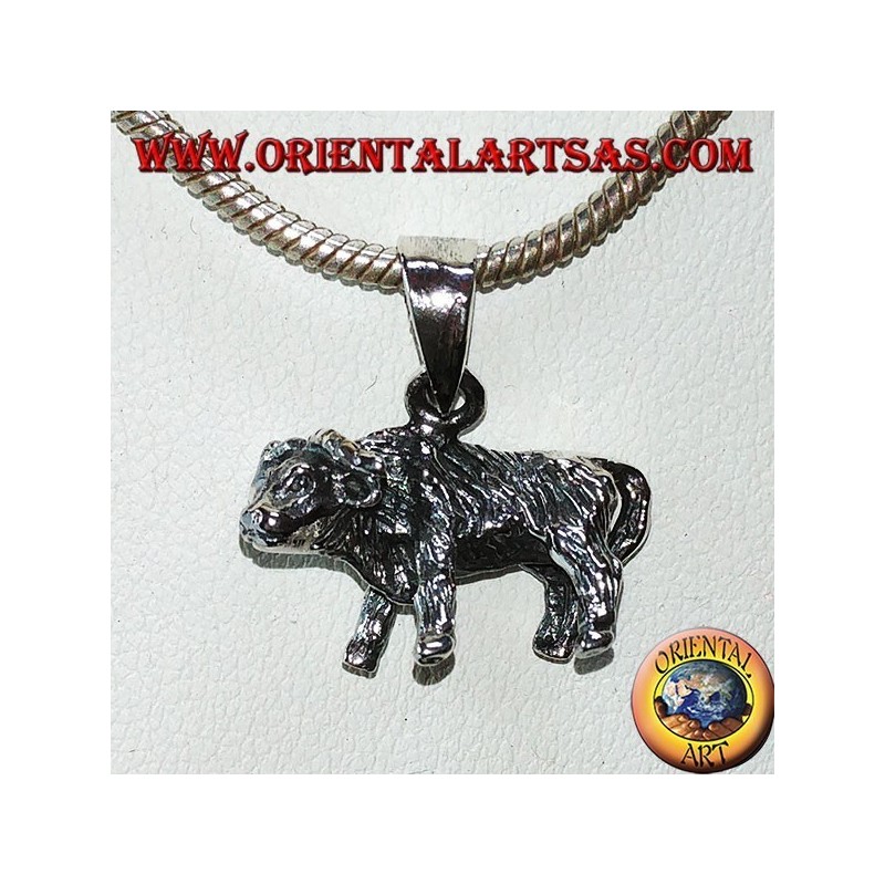 Silver pendant of a buffalo