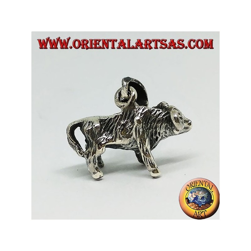 Silver pendant of a buffalo