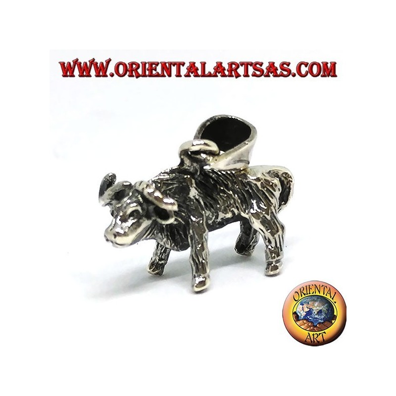 Silver pendant of a buffalo