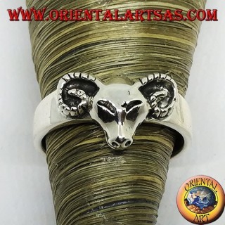 Silver ring with ram's head