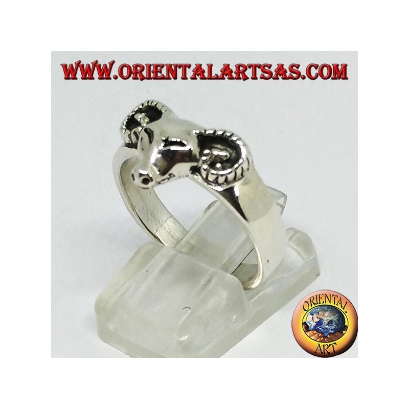 Anillo de plata con cabeza de carnero.