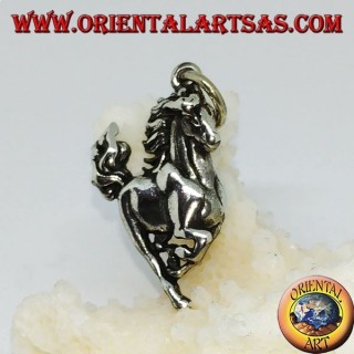 Silver pendant of a prancing horse