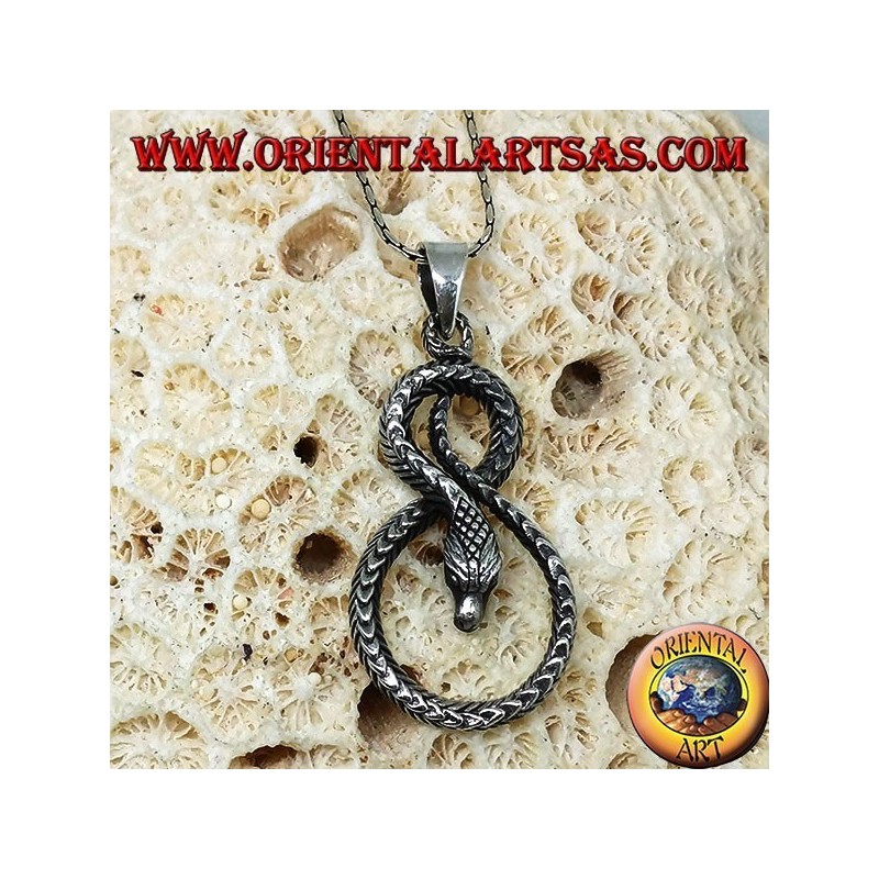 Pendentif en argent serpent tordu en forme de huit