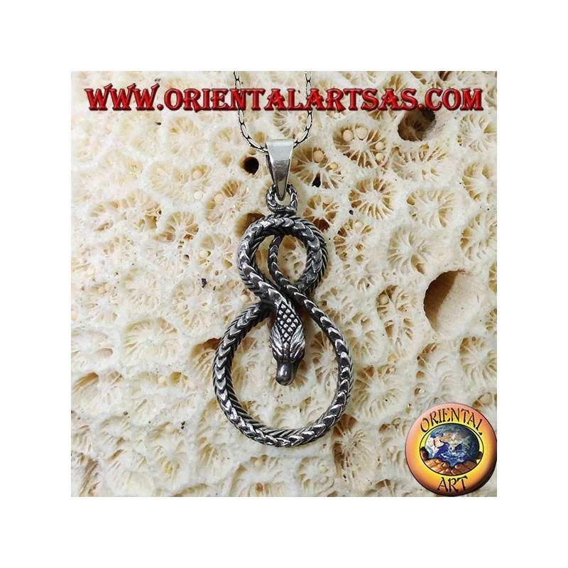 Pendentif en argent serpent tordu en forme de huit
