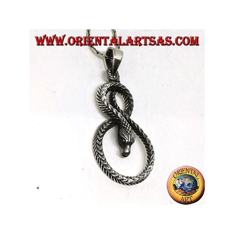 Pendentif en argent serpent tordu en forme de huit