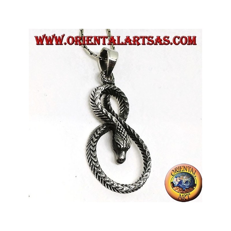 Pendentif en argent serpent tordu en forme de huit