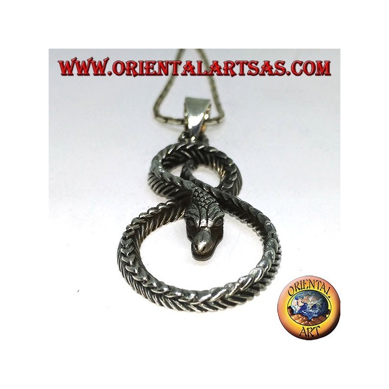 Pendentif en argent serpent tordu en forme de huit