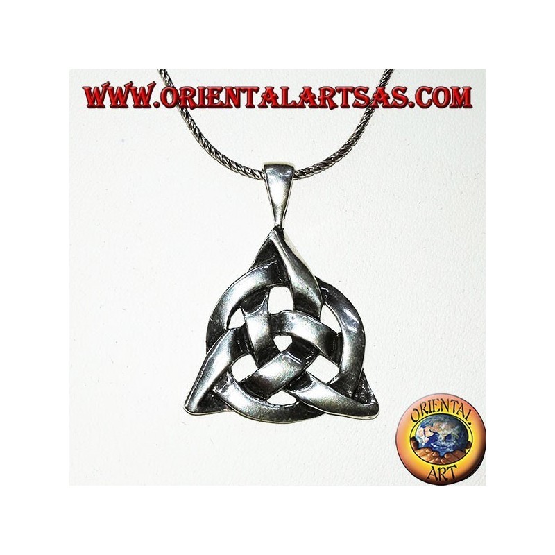Silver pendant Triquetra with the cosmic circle, tyrone knot