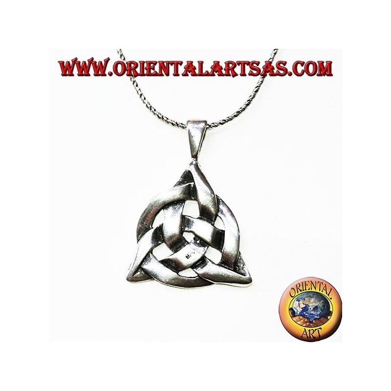 Silver pendant Triquetra with the cosmic circle, tyrone knot