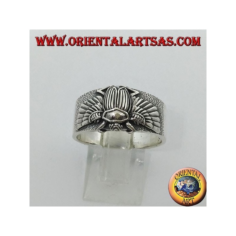 Anello in argento con scarabeo egizio Khepri, simbolo della resurrezione