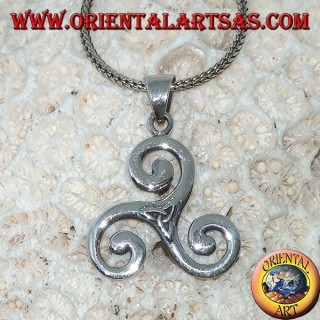 Triskele pendentif en argent, triskell, triquetra, triskelion avec noeud tyrone