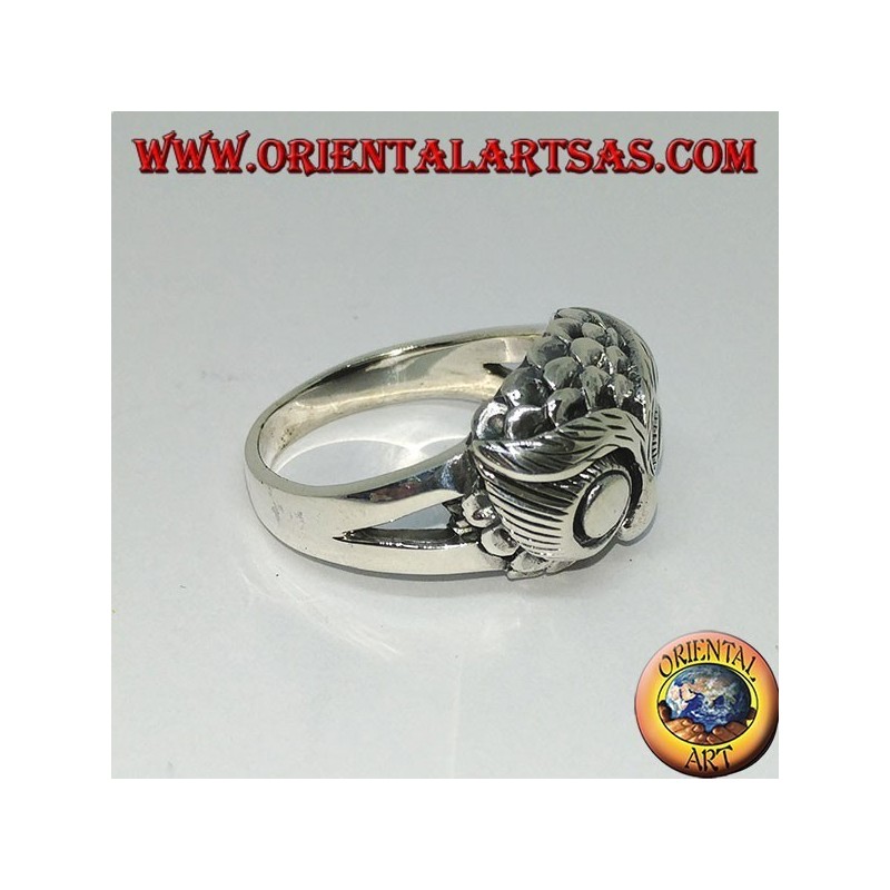 Bague en argent avec tête de hibou et grands yeux