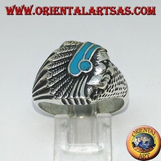 Anello in argento con Indiano (nativi d'America) con turchese