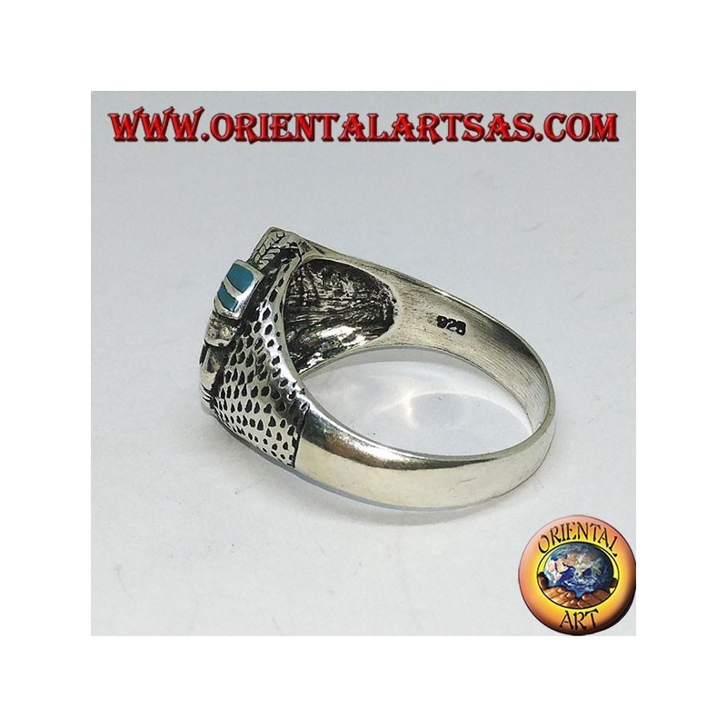 Silver ring with Indian (Native of America) with turquoise