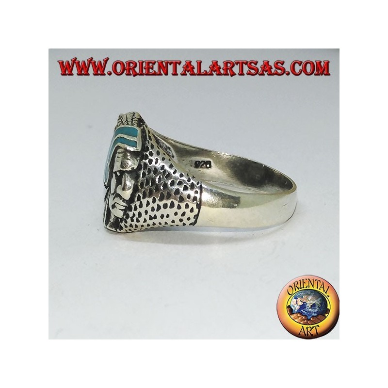 Anello in argento con Indiano (nativi d'America) con turchese