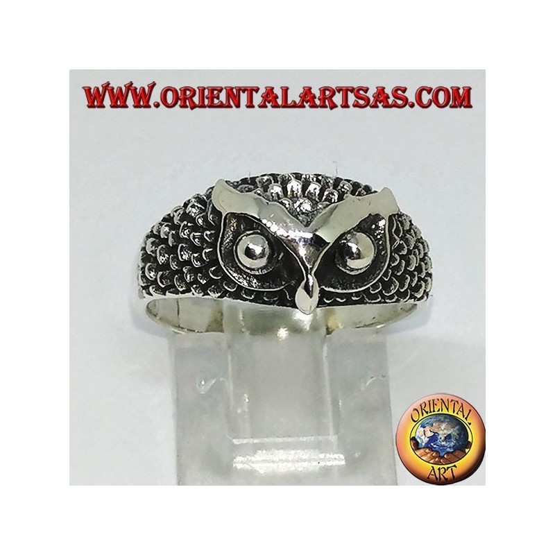 Bague en argent avec tête de hibou (petite)