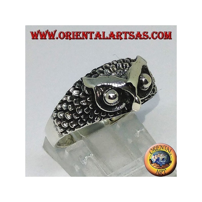 Silver ring with owl's head (small)