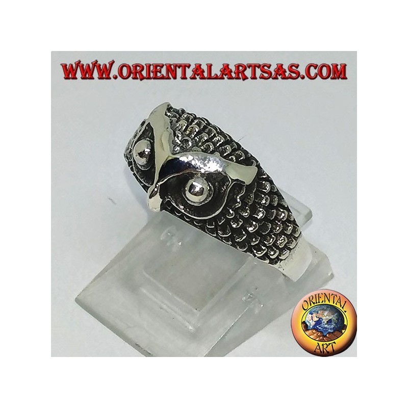 Silver ring with owl's head (small)