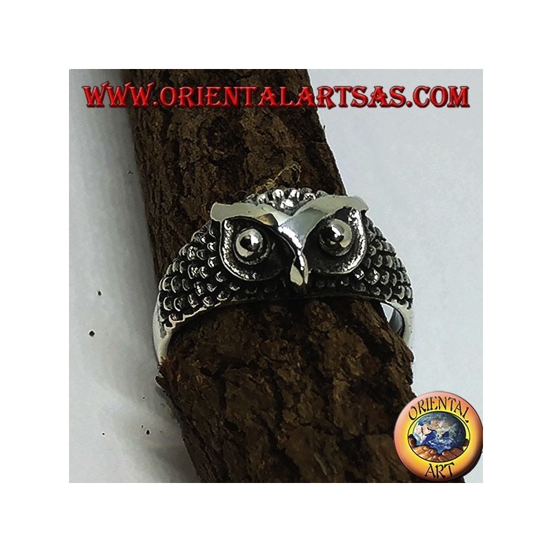 Bague en argent avec tête de hibou (petite)