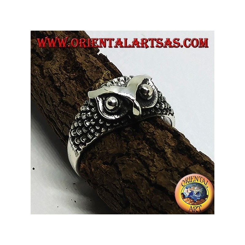 Silver ring with owl's head (small)