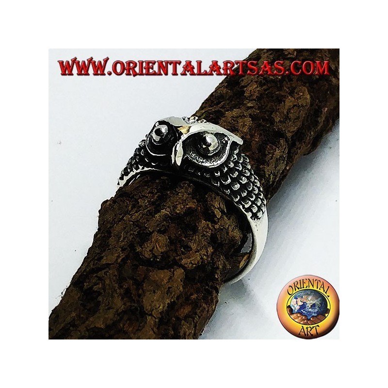 Silver ring with owl's head (small)