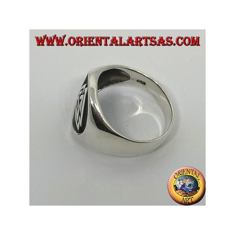 Bague en argent avec le sceau du nœud valknut d'Odin