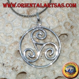 Pendentif en argent, Triskele triskell dans le cercle cosmique (grand)