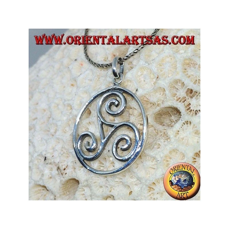 Pendentif en argent, Triskele triskell dans le cercle cosmique (grand)