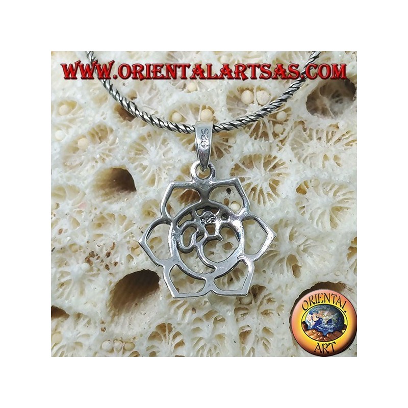 Silberanhänger mit ॐ om in der Lotusblume