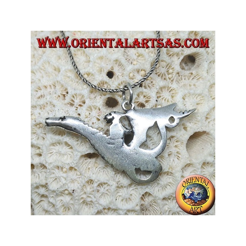 Silver pendant, the witch with the dragon