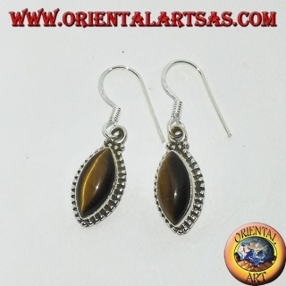 Silver earrings with tiger's eye in shuttle