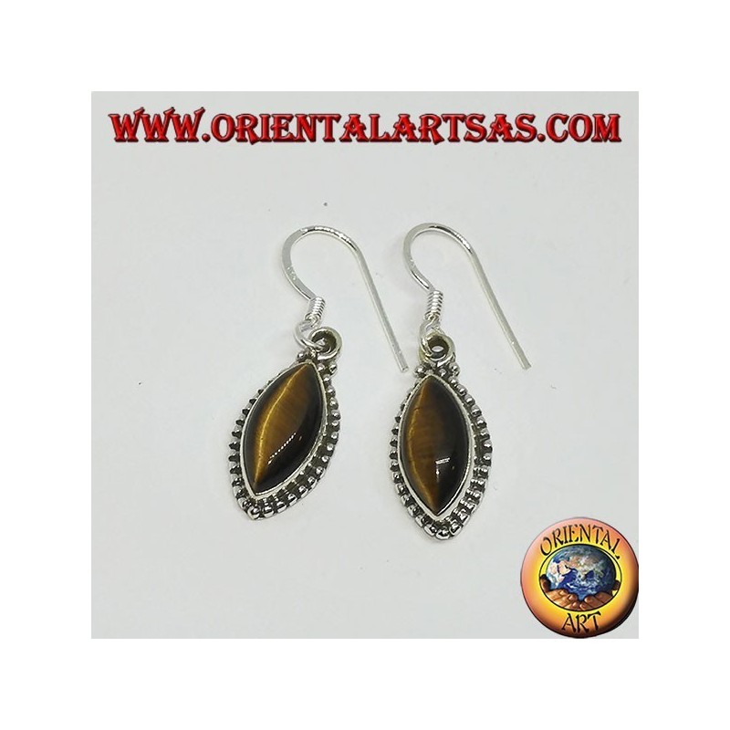Silver earrings with tiger's eye in shuttle