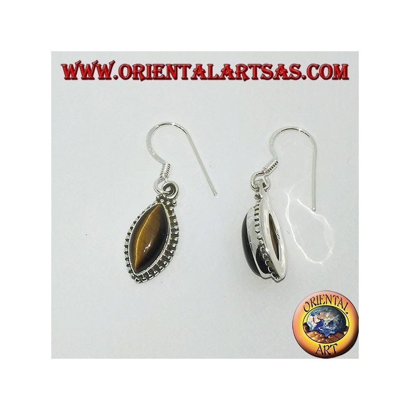 Silver earrings with tiger's eye in shuttle