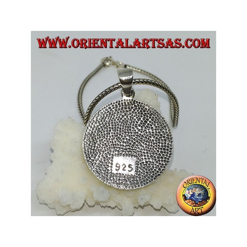 Pendentif en argent Huginn et Muninn (les corbeaux d'Odin) avec les runes autour