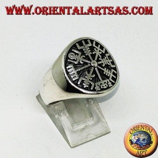 Silver ring Vegvísir seal runic compass or runic compass