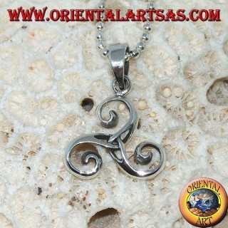 Colgante triskele de plata, triskell, triskelion con nudo tyrone en el centro